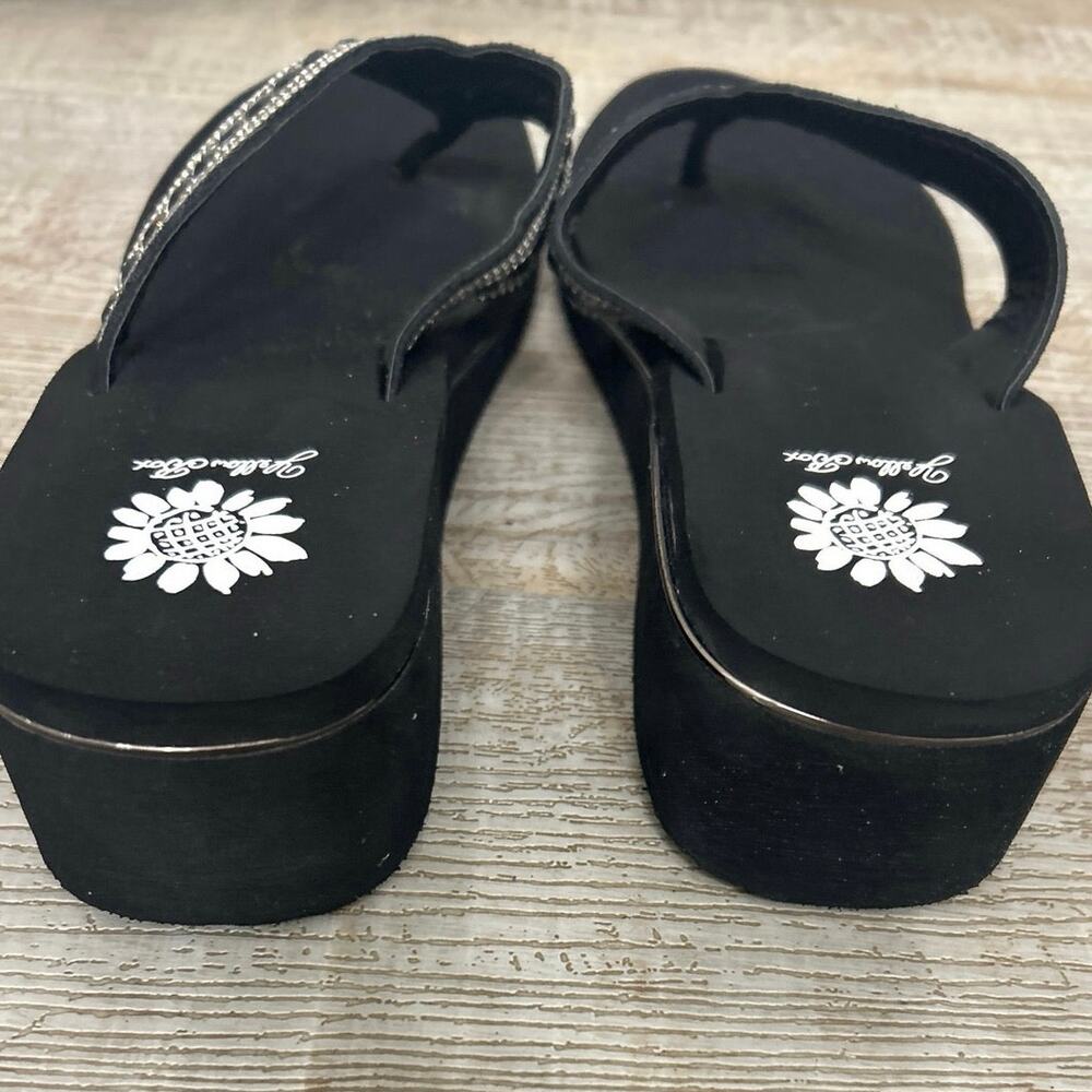 Yellow Box Marcy Rhinestone Wedge Flip Flop Sandals Black 11 Sparkle Comfort - Picture 5 of 11